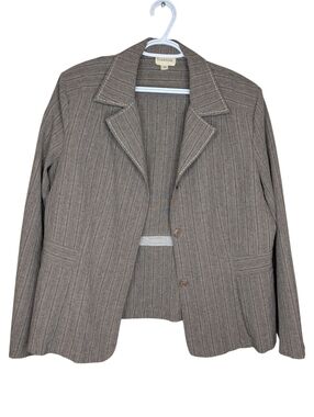 Tradition Taupe Pinstripe Blazer Jacket Womens Size 18 Classic Workwear